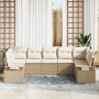 Conjunto de Sofá de Jardín de 7 Piezas con Cojines Beige Poliratán Acacia de , Sofás de exterior - Ref: Foro24-3356831, Preci...