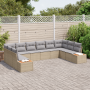 Juego de Sofá de Jardín de 10 piezas con Cojines Beige Ratán Sintético Acacia de , Sofás de exterior - Ref: Foro24-3356845, P...