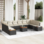 Conjunto de Sofá de Jardín de 11 Piezas con Cojines Negro Poliratán Acacia de , Sofás de exterior - Ref: Foro24-3356847, Prec...