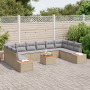 Conjunto de Sofá de Jardín de 11 Piezas con Cojines Beige Rattán Poliéster Acacia de , Sofás de exterior - Ref: Foro24-335685...
