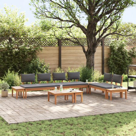 Juego de Bancos de Jardín de 5 Piezas con Cojines de Madera Sólida Teak de , Sofás modulares de exterior - Ref: Foro24-335687...