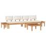 Juego de Bancos de Jardín de 5 Piezas con Cojines de Madera Maciza de Teak de , Sofás modulares de exterior - Ref: Foro24-335...