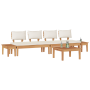 Juego de Bancos de Jardín de 5 Piezas con Cojines de Madera Maciza de Teak de , Sofás modulares de exterior - Ref: Foro24-335...