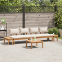 Juego de Bancos de Jardín de 5 Piezas con Cojines de Madera Maciza de Teak de , Sofás modulares de exterior - Ref: Foro24-335...