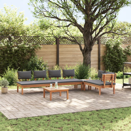 Juego de Comedor para Jardín de 5 piezas con Cojines de Madera de Acacia de , Sofás modulares de exterior - Ref: Foro24-33568...
