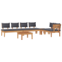 Juego de Comedor para Jardín de 5 piezas con Cojines de Madera de Acacia de , Sofás modulares de exterior - Ref: Foro24-33568...