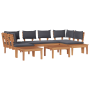 Conjunto de banco de jardín de 4 piezas con cojines de madera sólida de teca de , Sofás modulares de exterior - Ref: Foro24-3...