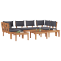 Conjunto de banco de jardín de 4 piezas con cojines de madera sólida de teca de , Sofás modulares de exterior - Ref: Foro24-3...