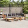 Conjunto de banco de jardín de 4 piezas con cojines de madera sólida de teca de , Sofás modulares de exterior - Ref: Foro24-3...