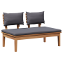 Conjunto de banco de jardín de 4 piezas con cojines de madera sólida de teca de , Sofás modulares de exterior - Ref: Foro24-3...