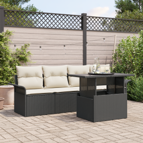 Conjunto de Sofás de Jardín de 5 Piezas con Cojines Ratán Poli Negro de , Sofás de exterior - Ref: Foro24-3356920, Precio: 37...