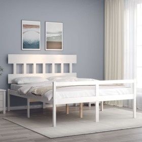 Seniorenbett Massivholz Kopfteil weiß 160x200 cm von vidaXL, Betten und Lattenroste - Ref: Foro24-3195427, Preis: 183,21 €, R...