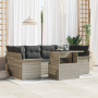 Conjunto de Sofá de Jardín de 7 Piezas con Cojines en Gris Claro Ratán Poliéster de , Sofás de exterior - Ref: Foro24-3356955...