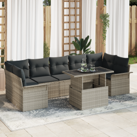 Sofás de Jardín de 8 Piezas con Cojines Gris Claro Poliratán de , Sofás de exterior - Ref: Foro24-3356975, Precio: 633,21 €, ...