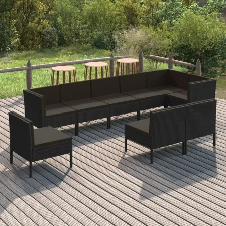 Garden furniture set 9 pieces with black synthetic rattan cushions by vidaXL, Garden sets - Ref: Foro24-3094405, Price: 778,9...