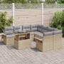 Set de Sofá de Jardín de 9 Piezas con Cojines Beige de Ratán Polimérico | Foro24.es | Tu tienda online para hogar, jardín y más Foro24.es
