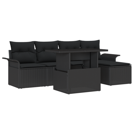 Set de sofá de jardín de 6 piezas con cojines negro poliratán | Foro24.es | Tu tienda online para hogar, jardín y más Foro24.es