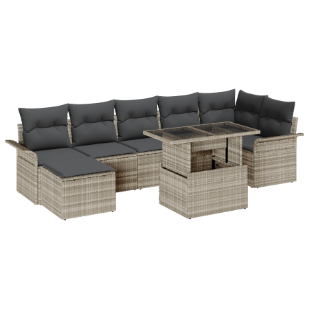 Conjunto de Sofá de Jardín de 8 Piezas Con Cojines Gris Claro Poliratán de , Sofás de exterior - Ref: Foro24-3357065, Precio:...