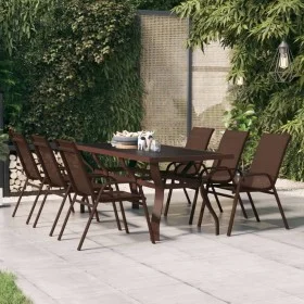 Brown and black steel and glass garden table 180x80x70 cm by vidaXL, Garden tables - Ref: Foro24-318773, Price: 230,73 €, Dis...