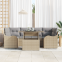 Juego de Sofá de Jardín de 7 Piezas con Cojines - Ratán Poliéster Beige de , Sofás de exterior - Ref: Foro24-3357133, Precio:...