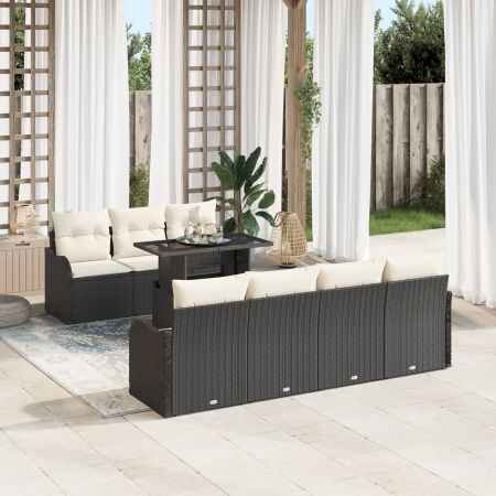 Conjunto de Sofá de Jardín  de 8 piezas con cojines Ratán Polipropileno Negro | Foro24.es | Tu tienda online para hogar, jardín y más Foro24.es