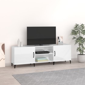 Glossy white engineered wood TV cabinet 150x30x50 cm by vidaXL, TV Furniture - Ref: Foro24-812633, Price: 103,81 €, Discount: %