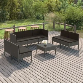 8-piece garden furniture set and gray synthetic rattan cushions by vidaXL, Garden sets - Ref: Foro24-3094358, Price: 595,08 €...