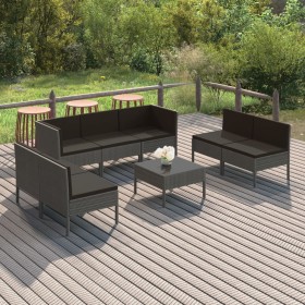 8-teiliges Gartenmöbel-Set und graue synthetische Rattankissen von vidaXL, Gartensets - Ref: Foro24-3094358, Preis: 604,12 €,...
