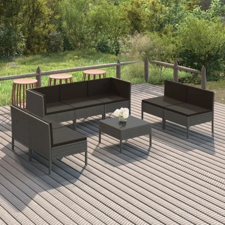 8-teiliges Gartenmöbel-Set und graue synthetische Rattankissen von vidaXL, Gartensets - Ref: Foro24-3094358, Preis: 595,08 €,...