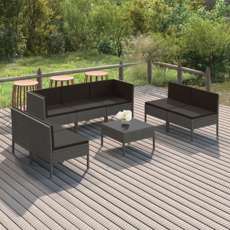 8-teiliges Gartenmöbel-Set und graue synthetische Rattankissen von vidaXL, Gartensets - Ref: Foro24-3094358, Preis: 604,12 €,...