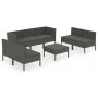 8-teiliges Gartenmöbel-Set und graue synthetische Rattankissen von vidaXL, Gartensets - Ref: Foro24-3094358, Preis: 595,08 €,...
