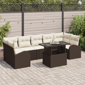 Juego de Sofá de Jardín de 8 Piezas con Cojines Marrón Ratán de Polietileno von , Outdoor-Sofas - Ref: Foro24-3357331, Preis:...