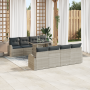 Conjunto de Sofá de Jardín de 9 Piezas con Cojines Gris Claro Ratán Poliéster de , Sofás de exterior - Ref: Foro24-3357345, P...