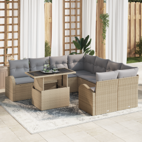 Conjunto de Sofá de Jardín de 9 Piezas con