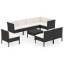 9-piece garden furniture set and black synthetic rattan cushions by vidaXL, Garden sets - Ref: Foro24-3094400, Price: 787,11 ...