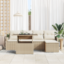 Conjunto de Sofá de Jardín de 6 Piezas con Cojines Beige Ratán Poliéster de , Sofás de exterior - Ref: Foro24-3357364, Precio...