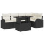Conjunto de 6 Piezas de Sofá de Jardín con Cojines Negro Ratán Polimérico de , Sofás de exterior - Ref: Foro24-3357380, Preci...