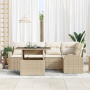 Juego de Sofá de Jardín de 6 Piezas con Cojines Beige Ratán Poliéster de , Sofás de exterior - Ref: Foro24-3357384, Precio: 4...