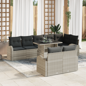 Conjunto de Sofá de Jardín de 9 Piezas con Cojines Gris Claro de Ratan Poliéster de , Sofás de exterior - Ref: Foro24-3357405...
