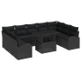 Conjunto de Sofá de Jardín de 10 Piezas con Cojines de Ratán Sintético Negro | Foro24.es | Tu tienda online para hogar, jardín y más Foro24.es