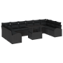 Juego de sofá de jardín de 11 piezas con cojines Ratán Poliéster Negro de , Sofás de exterior - Ref: Foro24-3357456, Precio: ...