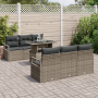 Set de Sofás de Jardín de 7 Piezas  con Cojines de Rattan Gris Poliéster | Foro24.es | Tu tienda online para hogar, jardín y más Foro24.es