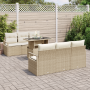 Juego de Sofá de Jardín de 7 Piezas con Cojines Beige Ratán Poliéster de , Sofás de exterior - Ref: Foro24-3357484, Precio: 6...