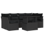 Conjunto de Sofás de Jardín  de 7 Piezas con Cojines Ratán Poliratán Negro | Foro24.es | Tu tienda online para hogar, jardín y más Foro24.es