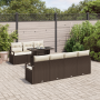 Conjunto de Sofá de Jardín de 8 Piezas con Cojines Marrón Ratan Poliéster de , Sofás de exterior - Ref: Foro24-3357501, Preci...