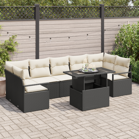 Conjunto de Sofá de Jardín de 8 Piezas con Cojines Ratán Poliéster Negro | Foro24.es | Tu tienda online para hogar, jardín y más Foro24.es