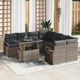 Conjunto de Sofá de Jardín de 9 Piezas con