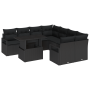 Conjunto de Sofá para Jardín de 9 Piezas con Cojines Ratán Poliéster Negro | Foro24.es | Tu tienda online para hogar, jardín y más Foro24.es