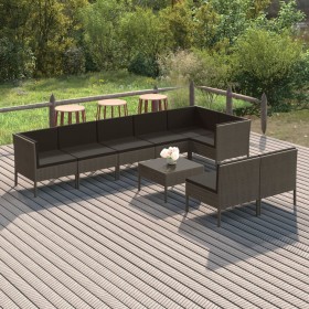 9-teiliges Gartenmöbel-Set und graue synthetische Rattankissen von vidaXL, Gartensets - Ref: Foro24-3094398, Preis: 811,87 €,...