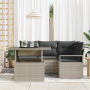 Conjunto de Sofás de Jardín de 5 Piezas con Cojines Gris Claro Poliratán de , Sofás de exterior - Ref: Foro24-3357555, Precio...